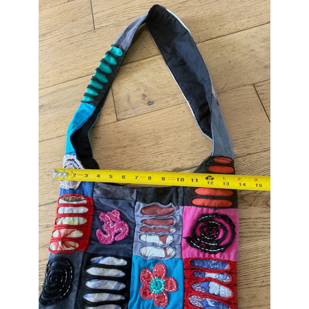 Boho Patchwork Hobo Bag Multicolor Peace Floral A… - image 4